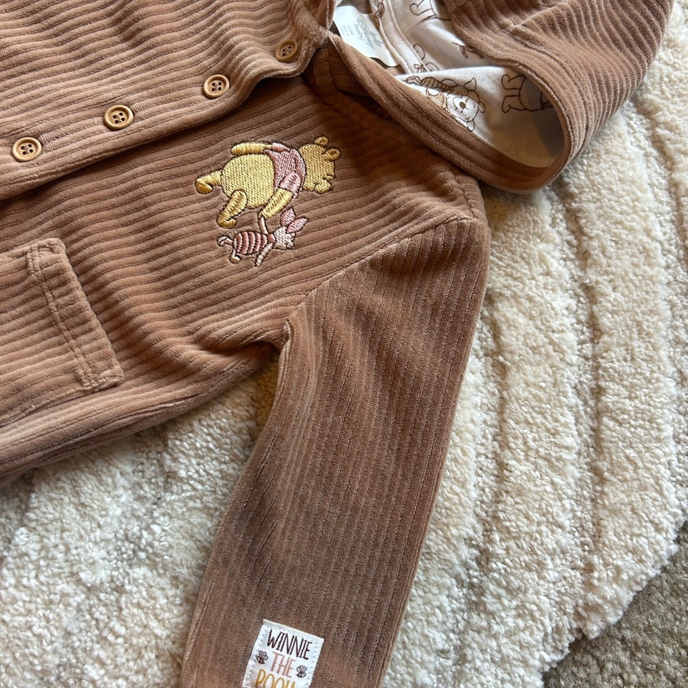 Disney Baby Winnie the Pooh Hooded Jacket Brown Corduroy 6–9M NWOT - Picture 5 of 6